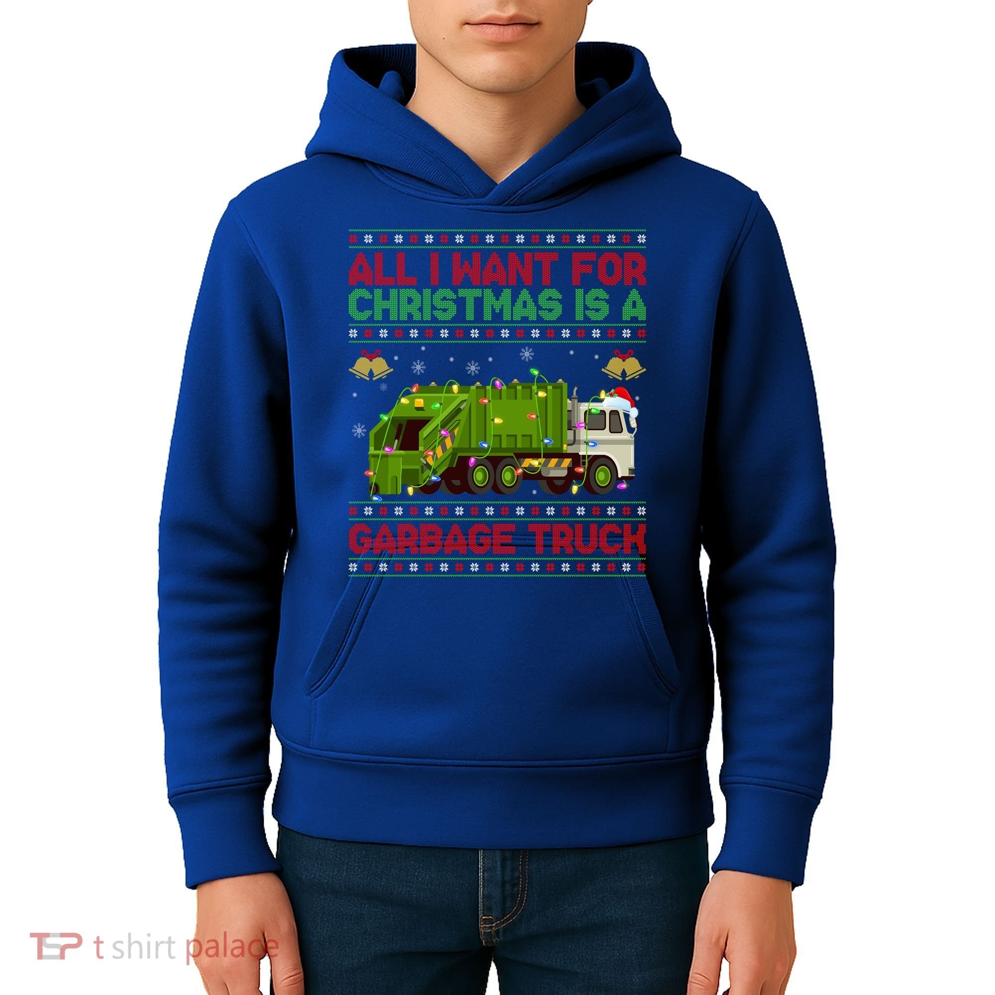 Funny Ugly All I Want For Christmas Is A Garbage Truck Gift Kids Hoodie