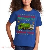 Funny Ugly All I Want For Christmas Is A Garbage Truck Gift Kids T-Shirt thumb 2