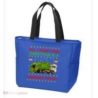 Funny Ugly All I Want For Christmas Is A Garbage Truck Gift Tote Bag thumb 3