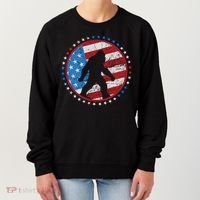 Funny USA American Flag Bigfoot Sasquatch Emblem Women's Sweatshirt thumb 0