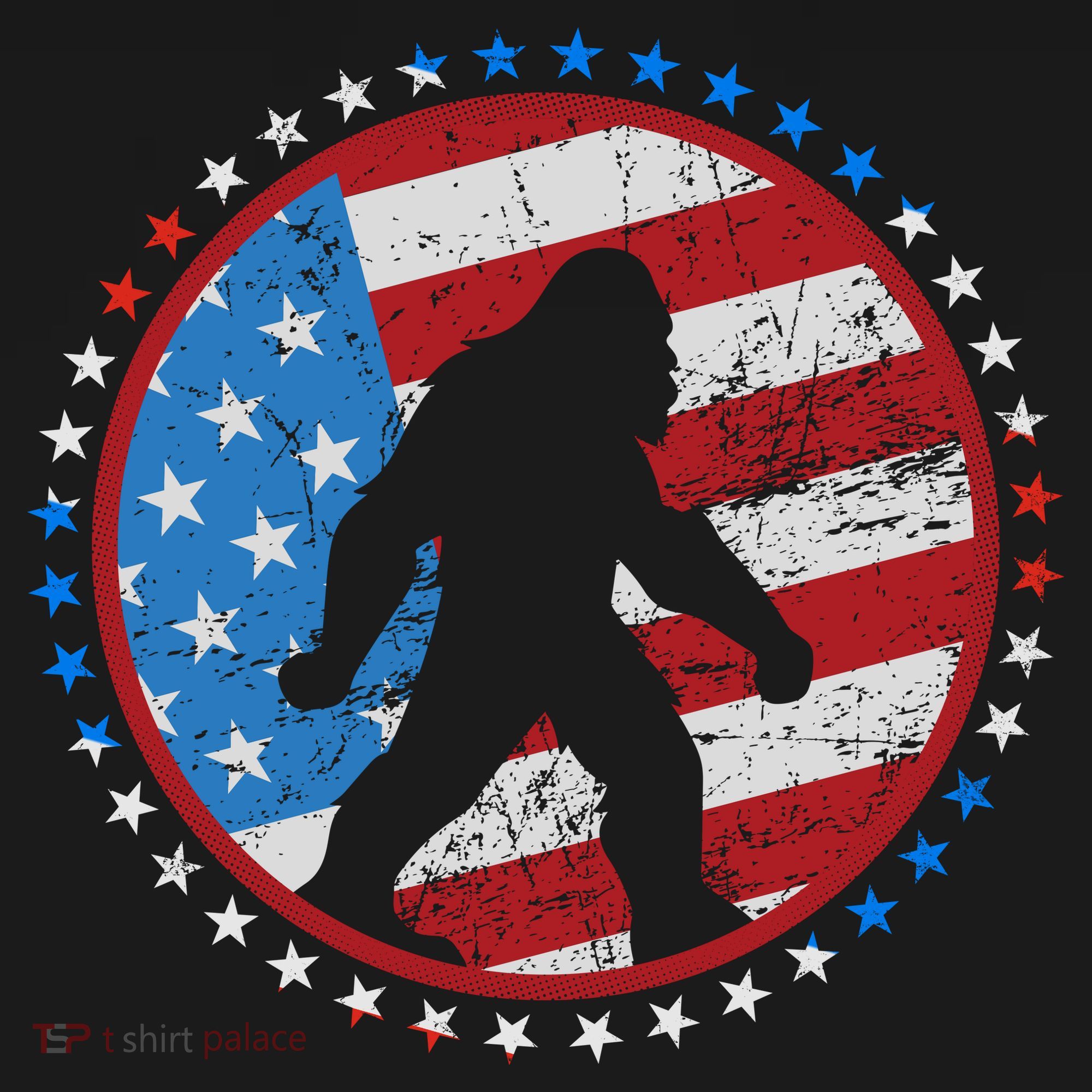 Funny USA American Flag Bigfoot Sasquatch Emblem Doggie Tank