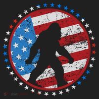 Funny USA American Flag Bigfoot Sasquatch Emblem Beanie thumb 2