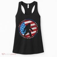 Funny USA American Flag Bigfoot Sasquatch Emblem Women's Tank Top thumb 0