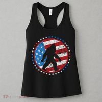Funny USA American Flag Bigfoot Sasquatch Emblem Women's Tank Top thumb 3