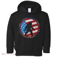 Funny USA American Flag Bigfoot Sasquatch Emblem Toddler Hoodie thumb 0