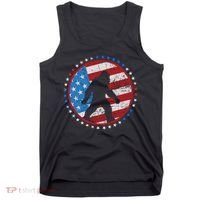 Funny USA American Flag Bigfoot Sasquatch Emblem Tank Top thumb 0