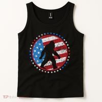 Funny USA American Flag Bigfoot Sasquatch Emblem Tank Top thumb 2