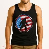 Funny USA American Flag Bigfoot Sasquatch Emblem Tank Top thumb 3