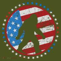 Funny USA American Flag Bigfoot Sasquatch Emblem Long Sleeve Shirt thumb 2