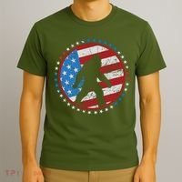 Funny USA American Flag Bigfoot Sasquatch Emblem T-Shirt thumb 3