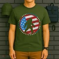 Funny USA American Flag Bigfoot Sasquatch Emblem T-Shirt thumb 6