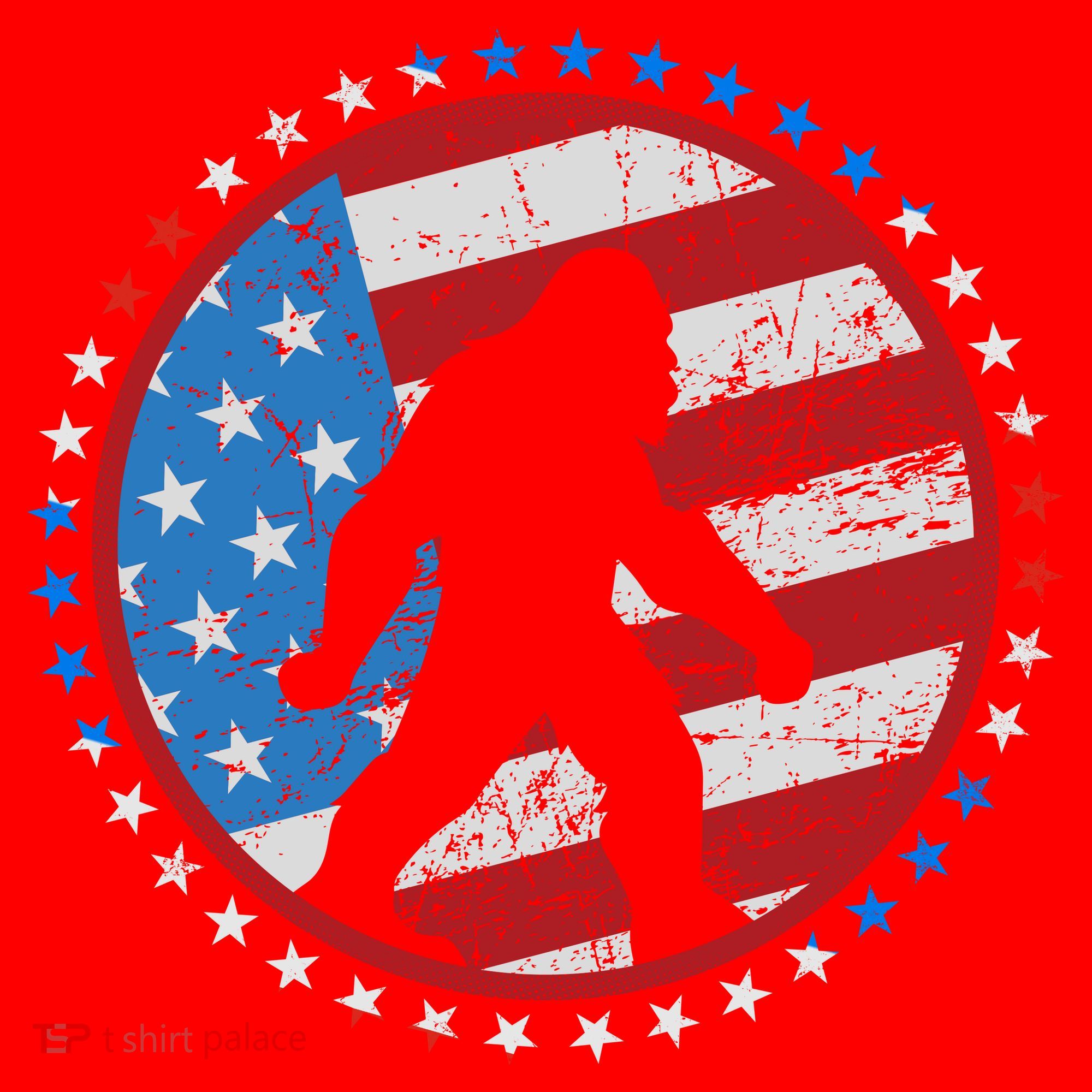 Funny USA American Flag Bigfoot Sasquatch Emblem Santa Hat