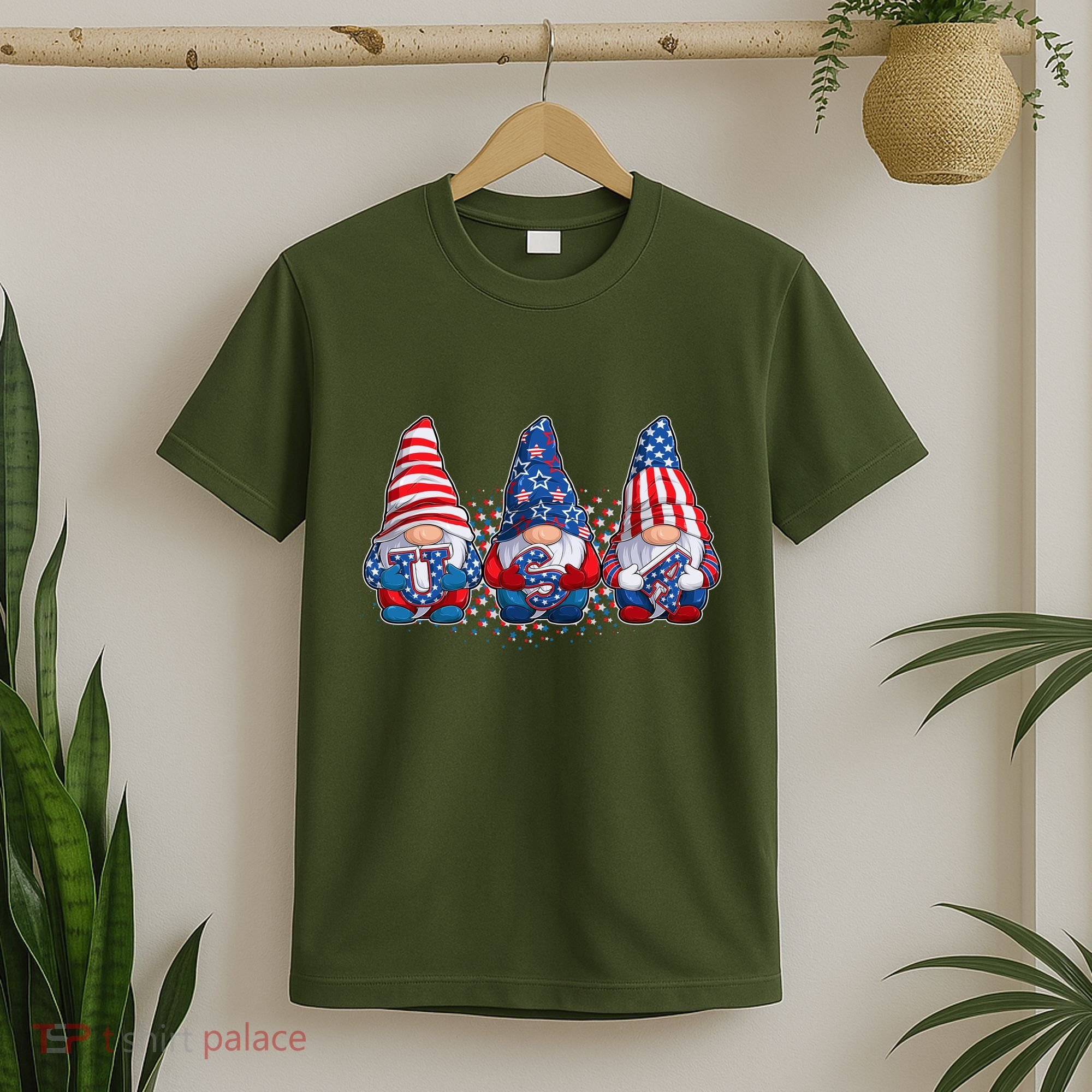 Funny USA American Flag 4th Of July Gnomes T-Shirt