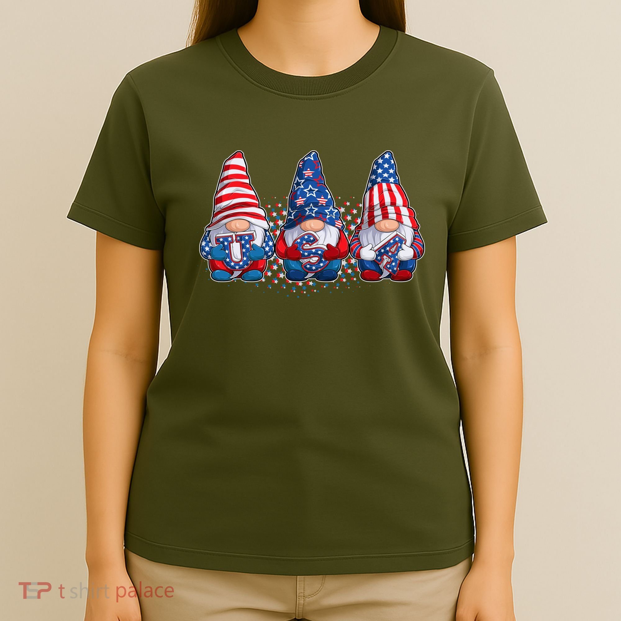 Funny USA American Flag 4th Of July Gnomes T-Shirt