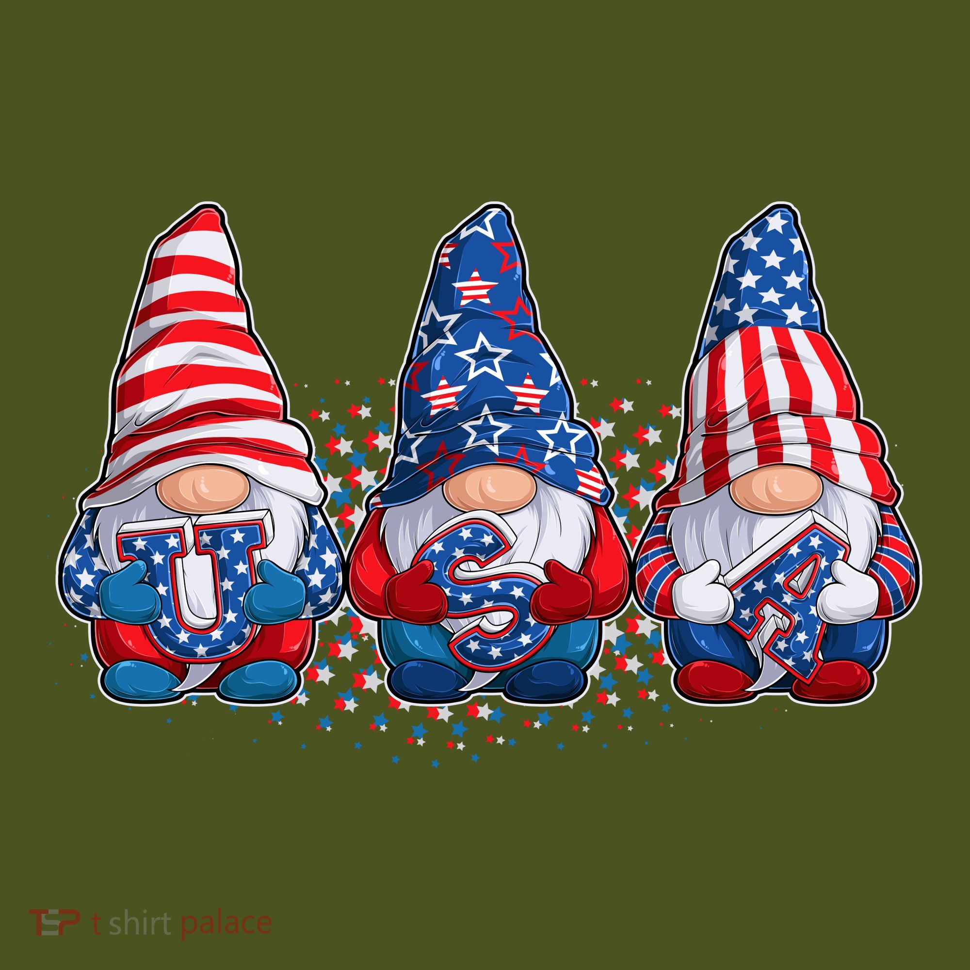 Funny USA American Flag 4th Of July Gnomes T-Shirt