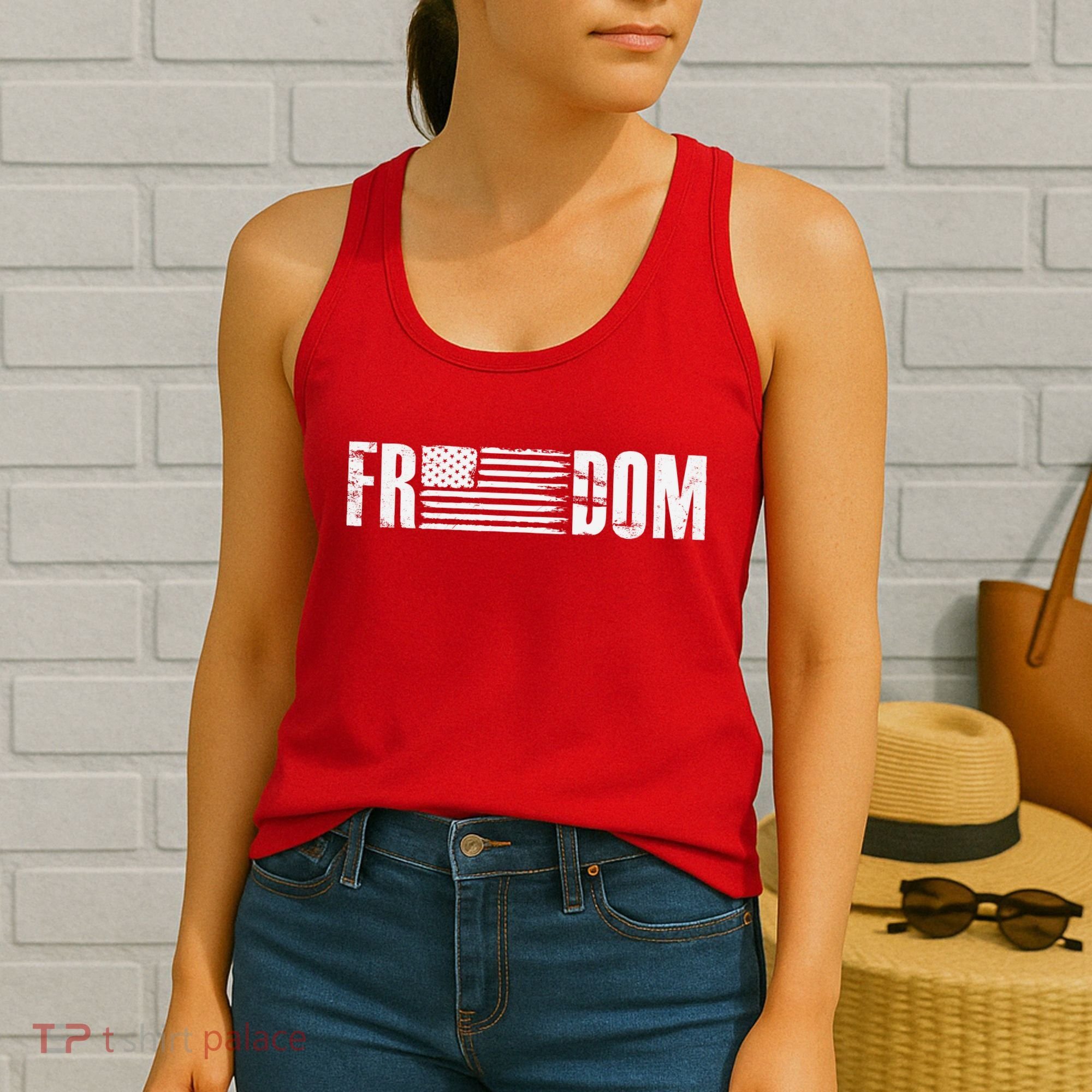 Freedom USA American Flag Pride Proud Patriot Women's Tank Top