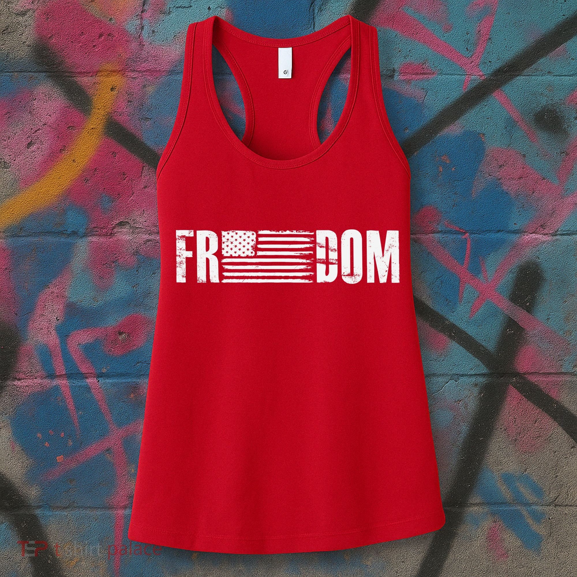 Freedom USA American Flag Pride Proud Patriot Women's Tank Top