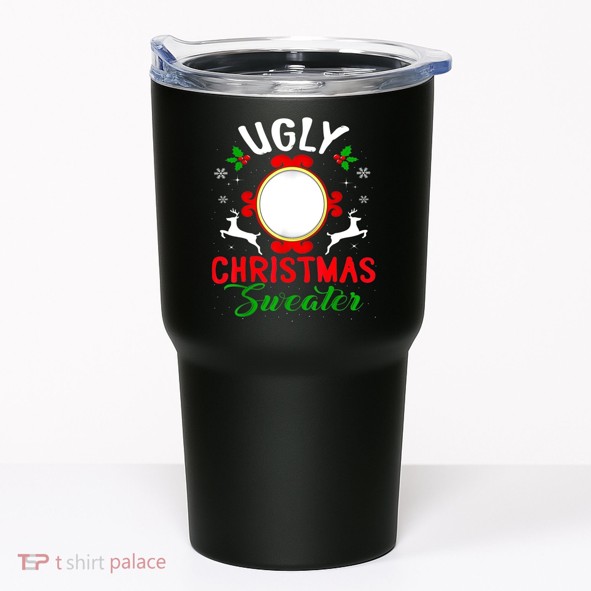 Funny Ugly Christmas Sweater With Mirror Tumbler