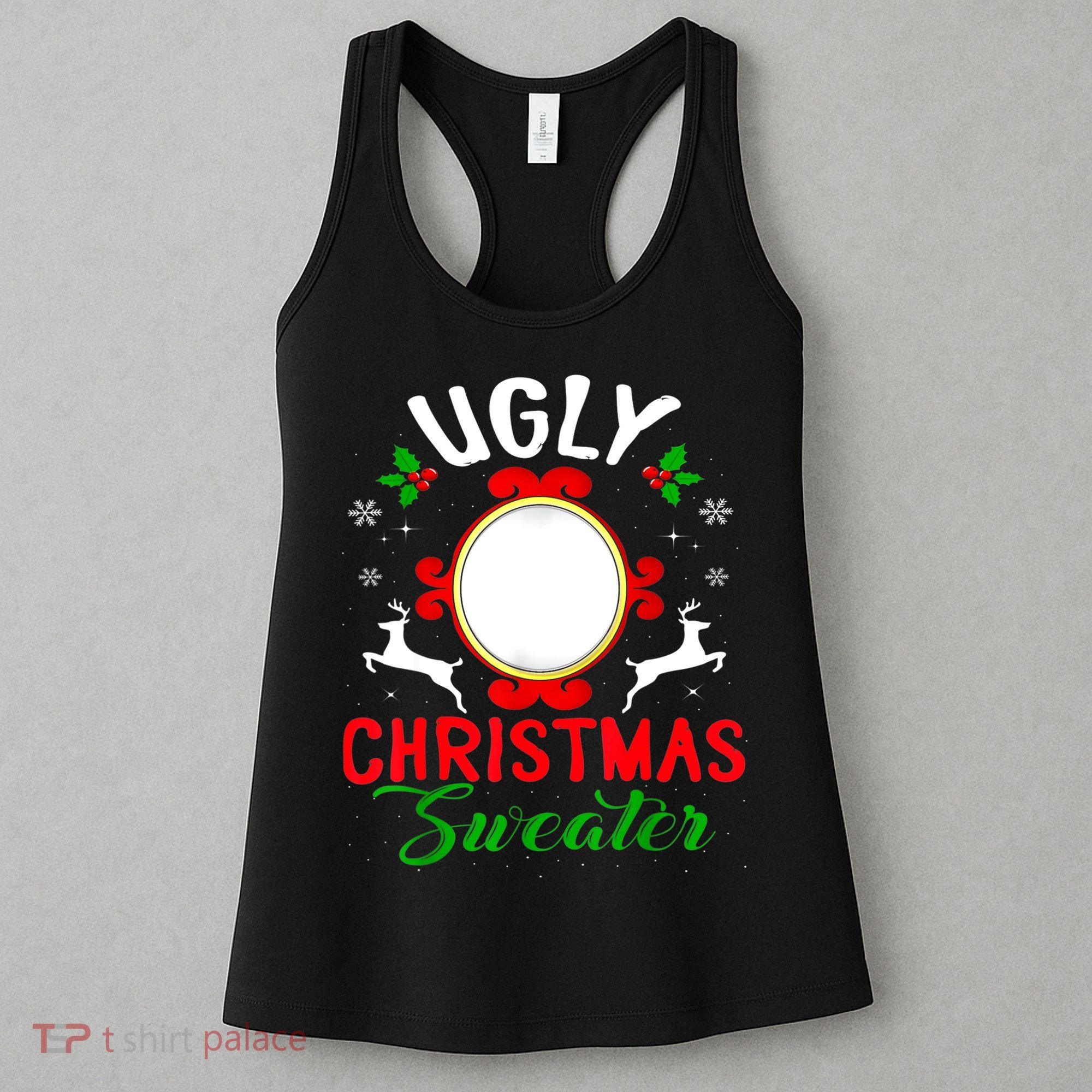Funny Ugly Christmas Sweater With Mirror Women's Tank Top