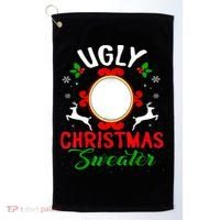 Funny Ugly Christmas Sweater With Mirror Golf Towel thumb 0