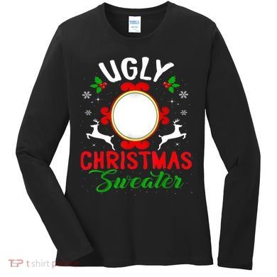 Funny Ugly Christmas Sweater With Mirror Women's Long Sleeve Shirt