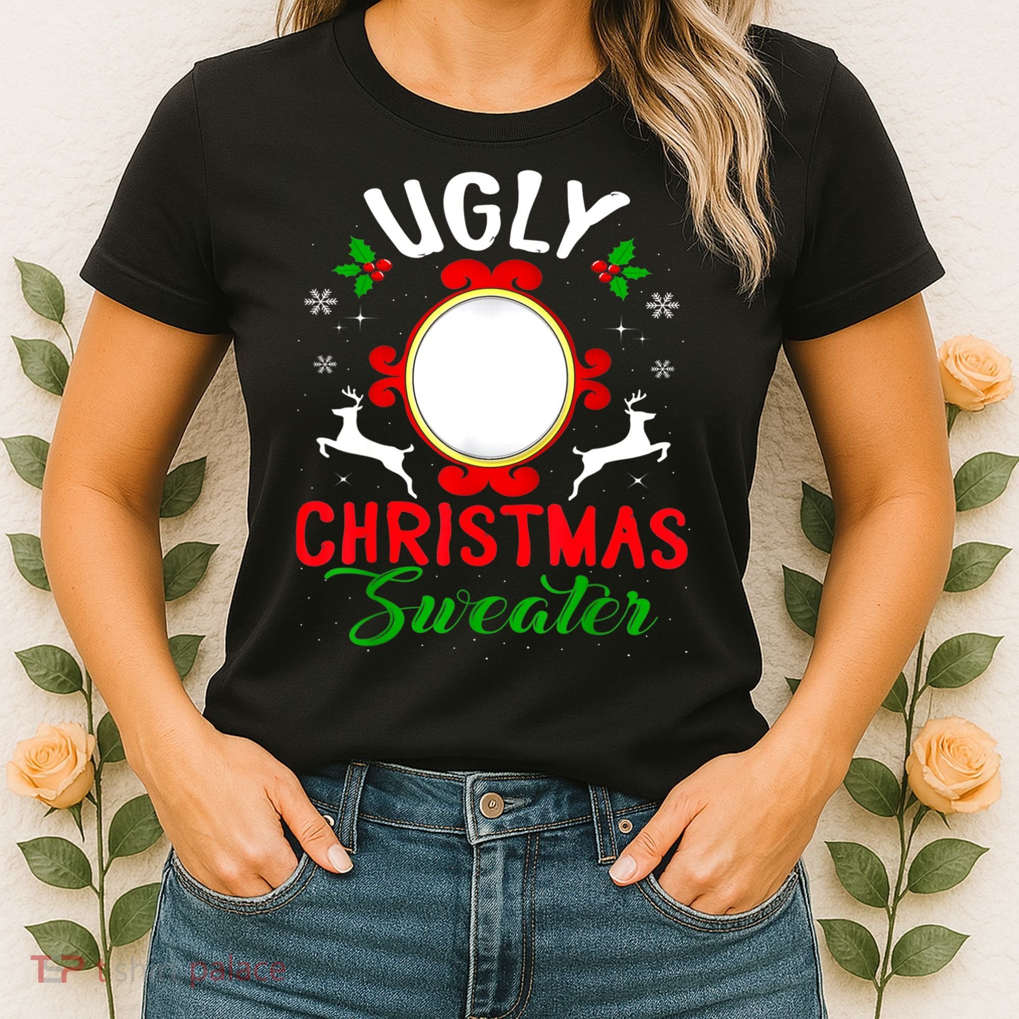 Funny Ugly Christmas Sweater With Mirror Women's T-Shirt
