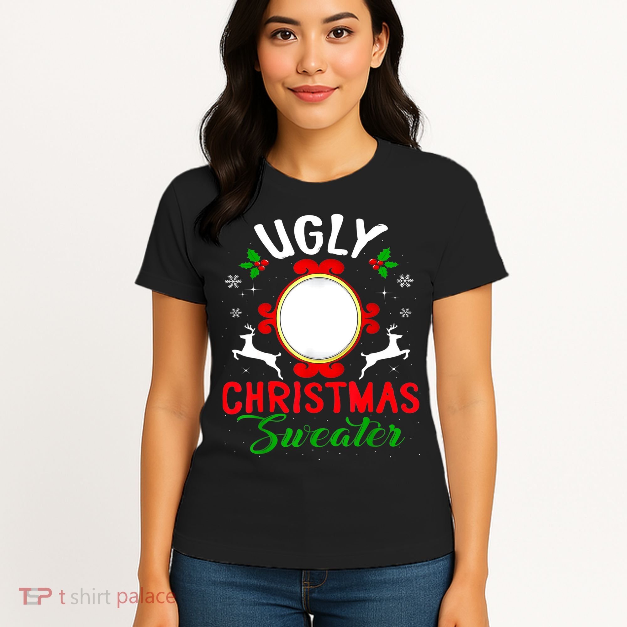 Funny Ugly Christmas Sweater With Mirror Women's T-Shirt