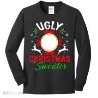 Funny Ugly Christmas Sweater With Mirror Kids Long Sleeve Shirt thumb 0