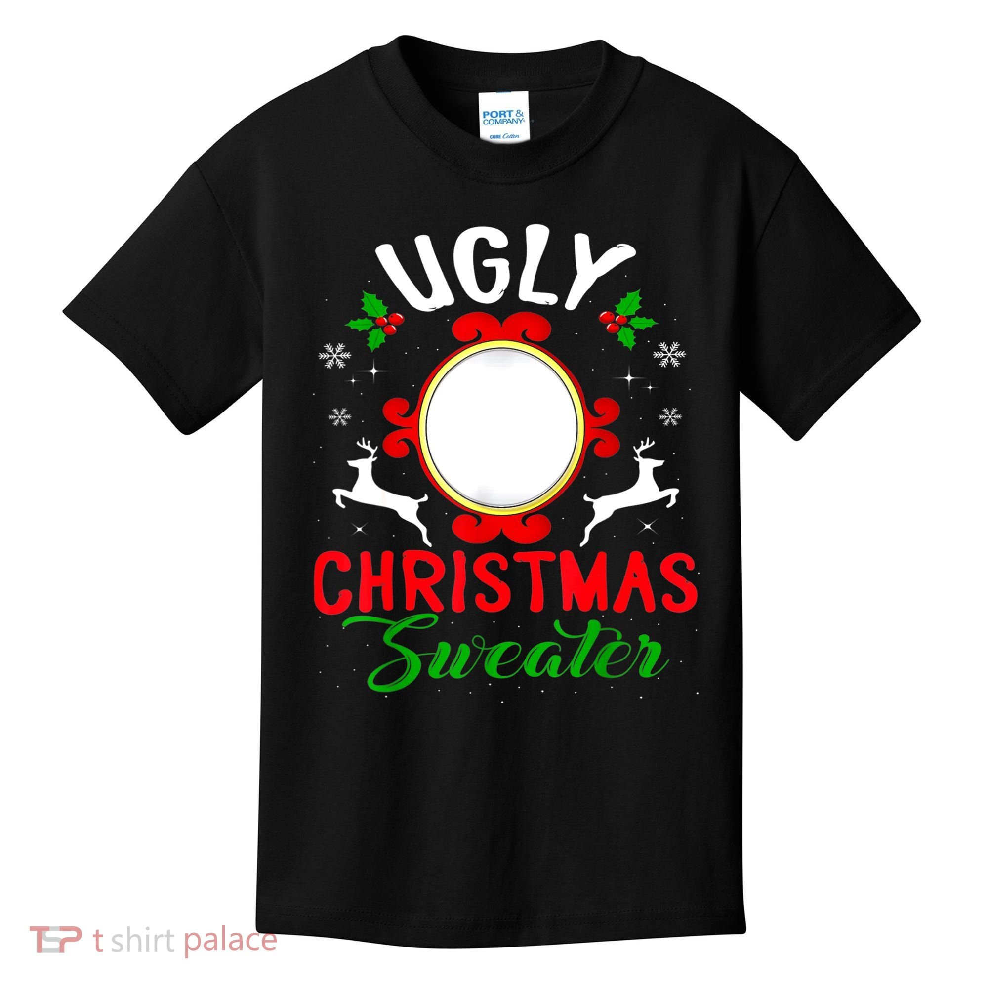 Funny Ugly Christmas Sweater With Mirror Kids T-Shirt