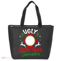Funny Ugly Christmas Sweater With Mirror Tote Bag thumb 0
