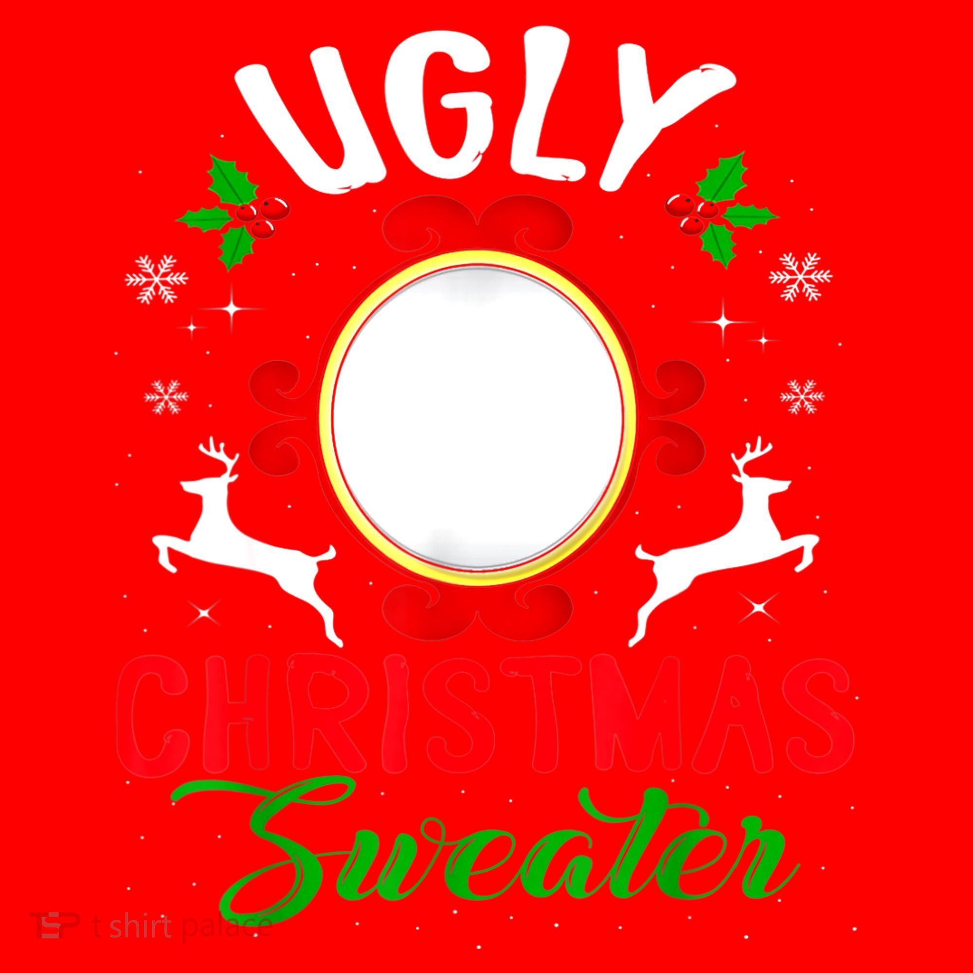 Funny Ugly Christmas Sweater With Mirror Santa Hat