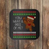 Funny Ugly Christmas Gingerbread Man You Want A Piece Of Me Coaster thumb 0