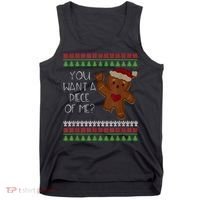 Funny Ugly Christmas Gingerbread Man You Want A Piece Of Me Tank Top thumb 0
