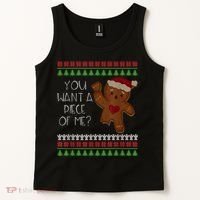 Funny Ugly Christmas Gingerbread Man You Want A Piece Of Me Tank Top thumb 2