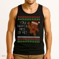 Funny Ugly Christmas Gingerbread Man You Want A Piece Of Me Tank Top thumb 3