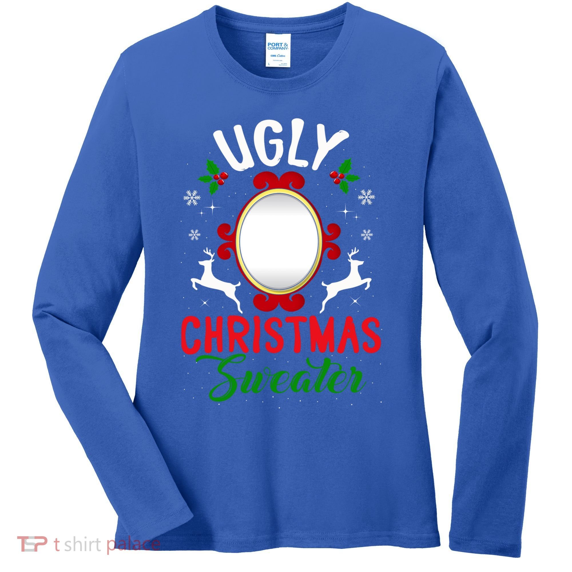 Funny Ugly Christmas Sweater With Mirror Gift Women's Long Sleeve Shirt