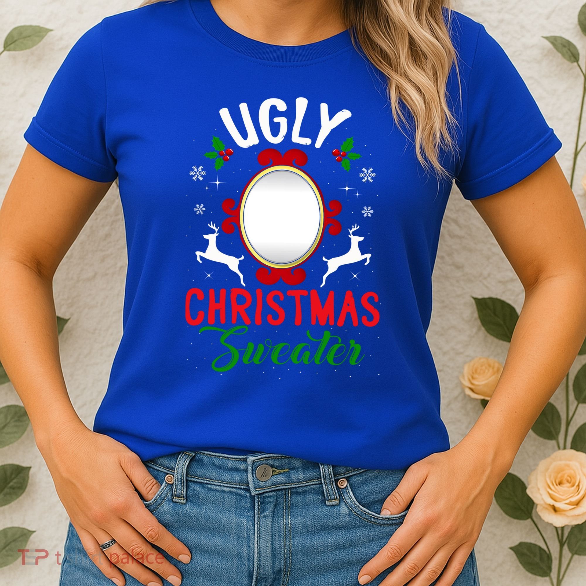 Funny Ugly Christmas Sweater With Mirror Gift Women's T-Shirt