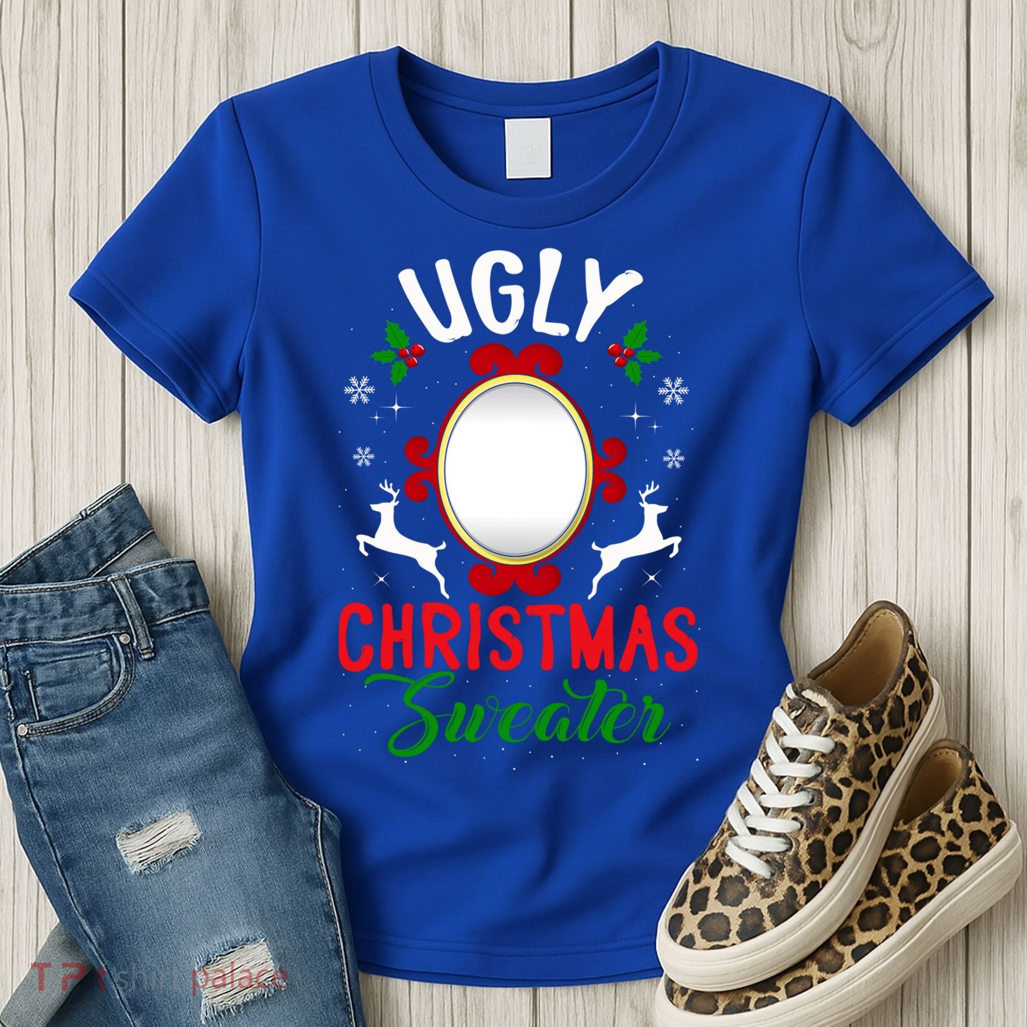 Funny Ugly Christmas Sweater With Mirror Gift Women's T-Shirt