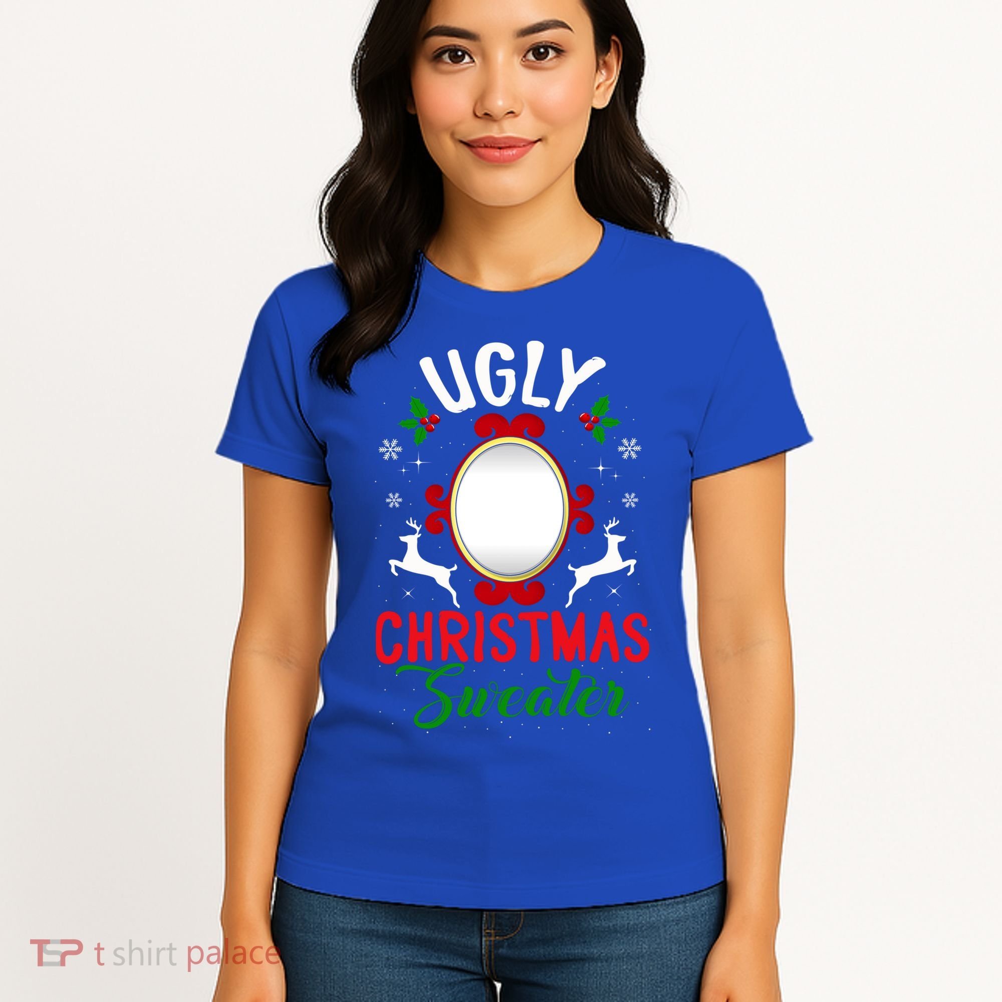 Funny Ugly Christmas Sweater With Mirror Gift Women's T-Shirt