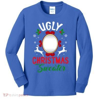 Funny Ugly Christmas Sweater With Mirror Gift Kids Long Sleeve Shirt