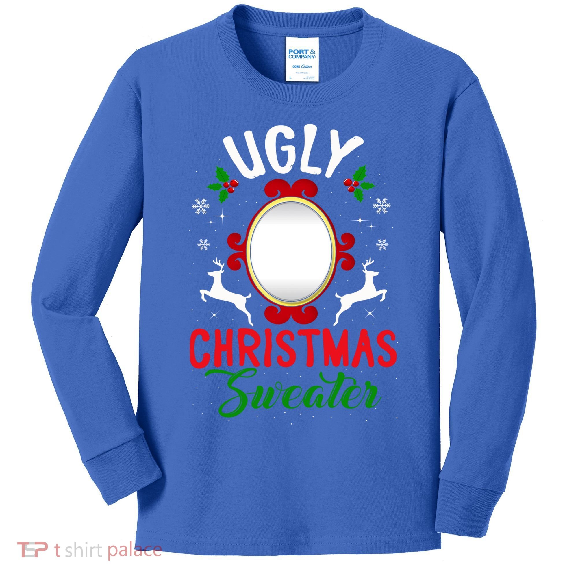 Funny Ugly Christmas Sweater With Mirror Gift Kids Long Sleeve Shirt