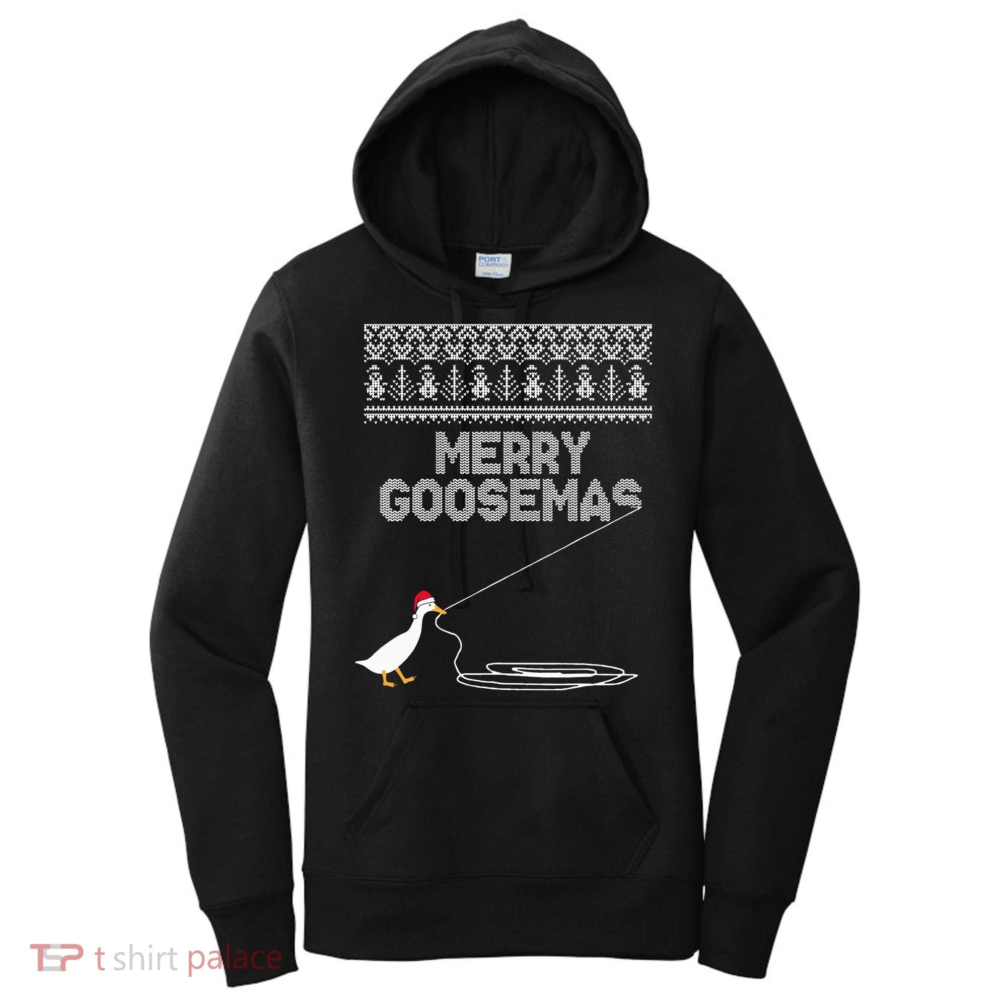 Funny Ugly Christmas Sweater Merry Goosemas Farm Life Women's Hoodie