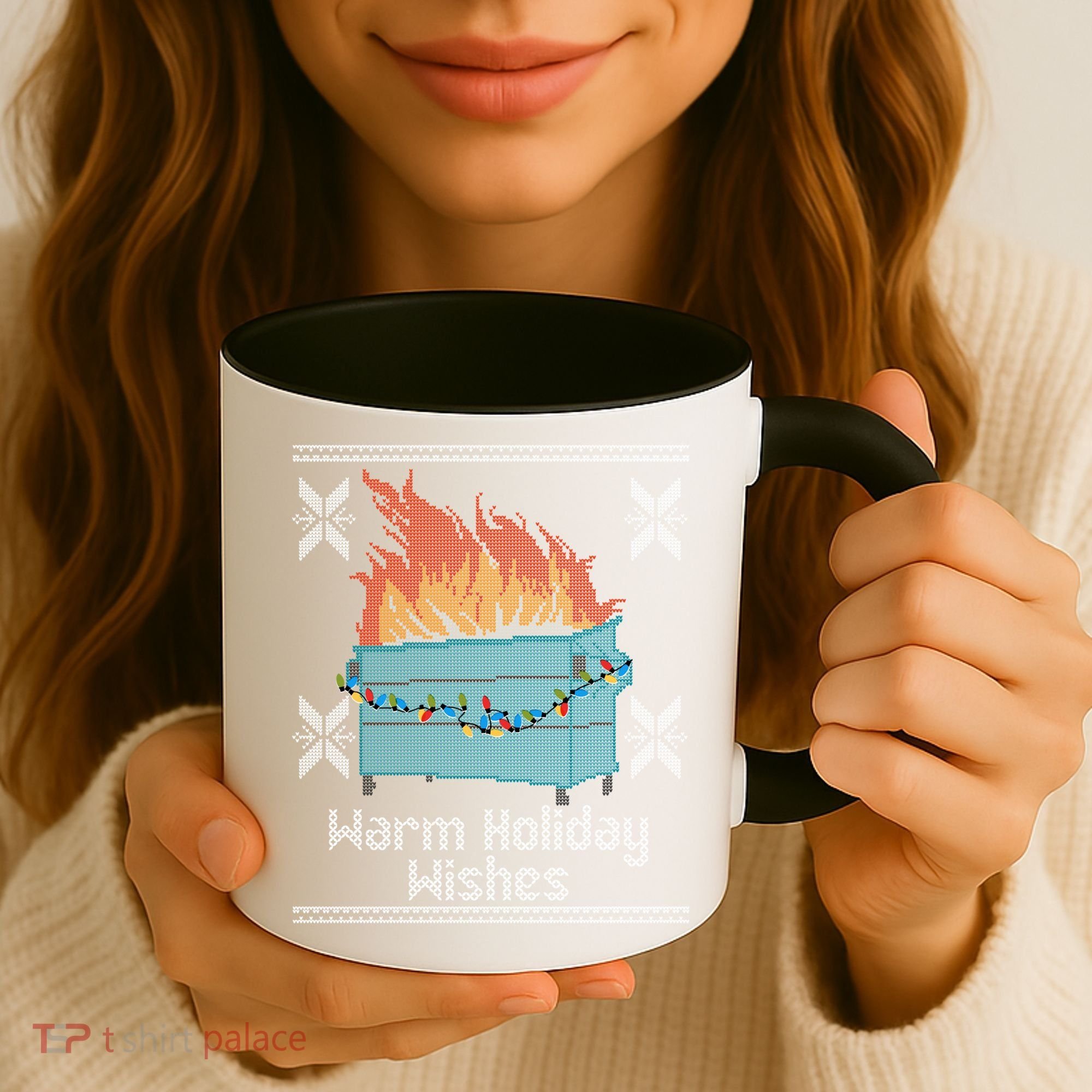 Funny Ugly Christmas Warm Holiday Wishes Dumpster Fire Gift Coffee Mug