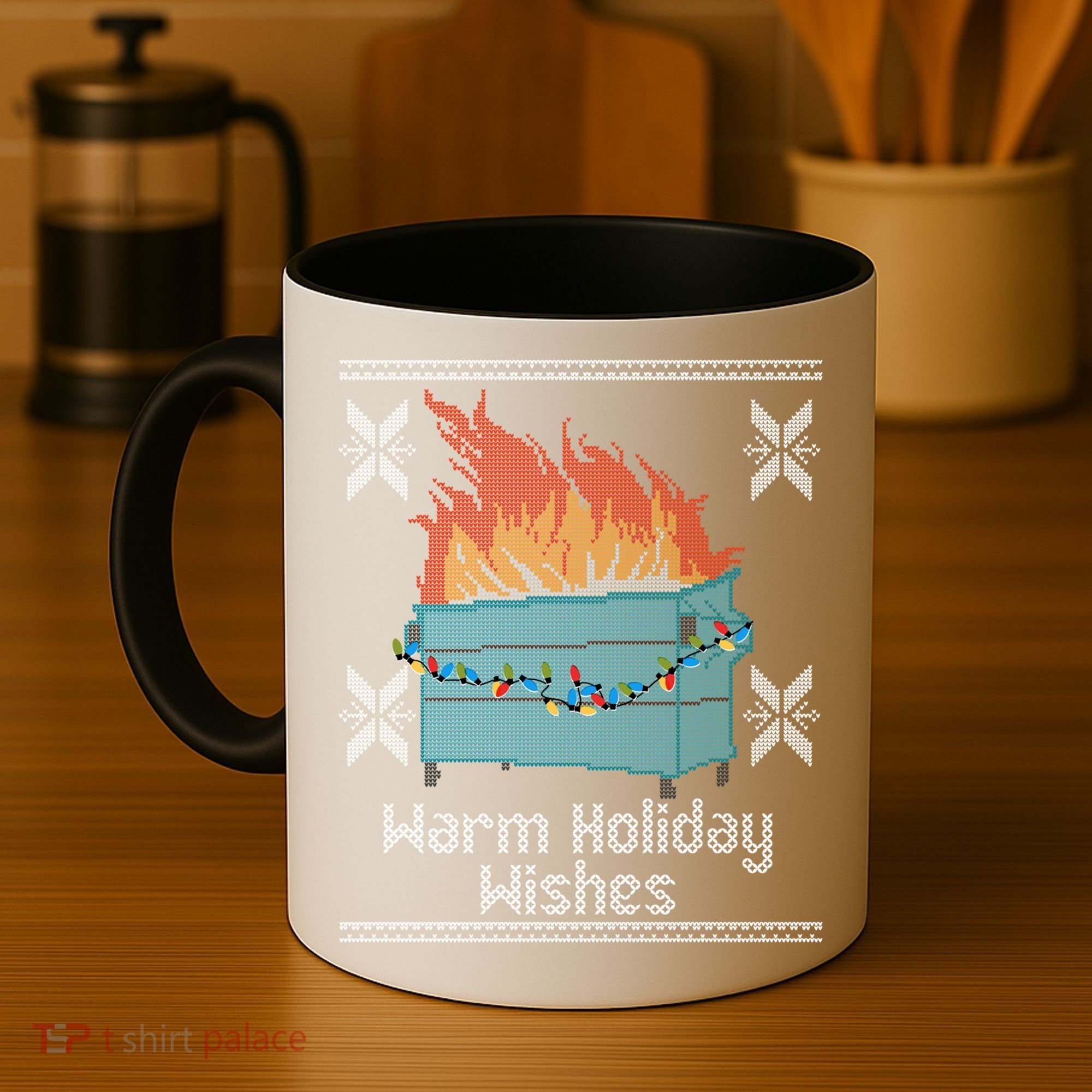 Funny Ugly Christmas Warm Holiday Wishes Dumpster Fire Gift Coffee Mug