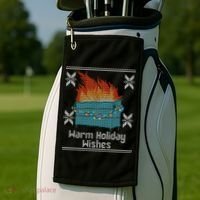 Funny Ugly Christmas Warm Holiday Wishes Dumpster Fire Gift Golf Towel thumb 2