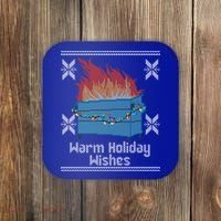 Funny Ugly Christmas Warm Holiday Wishes Dumpster Fire Gift Coaster thumb 0