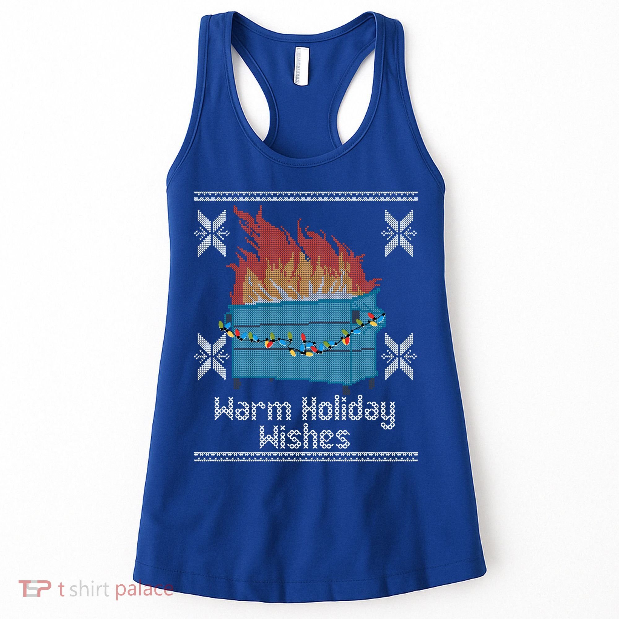 Funny Ugly Christmas Warm Holiday Wishes Dumpster Fire Gift Women's Tank Top