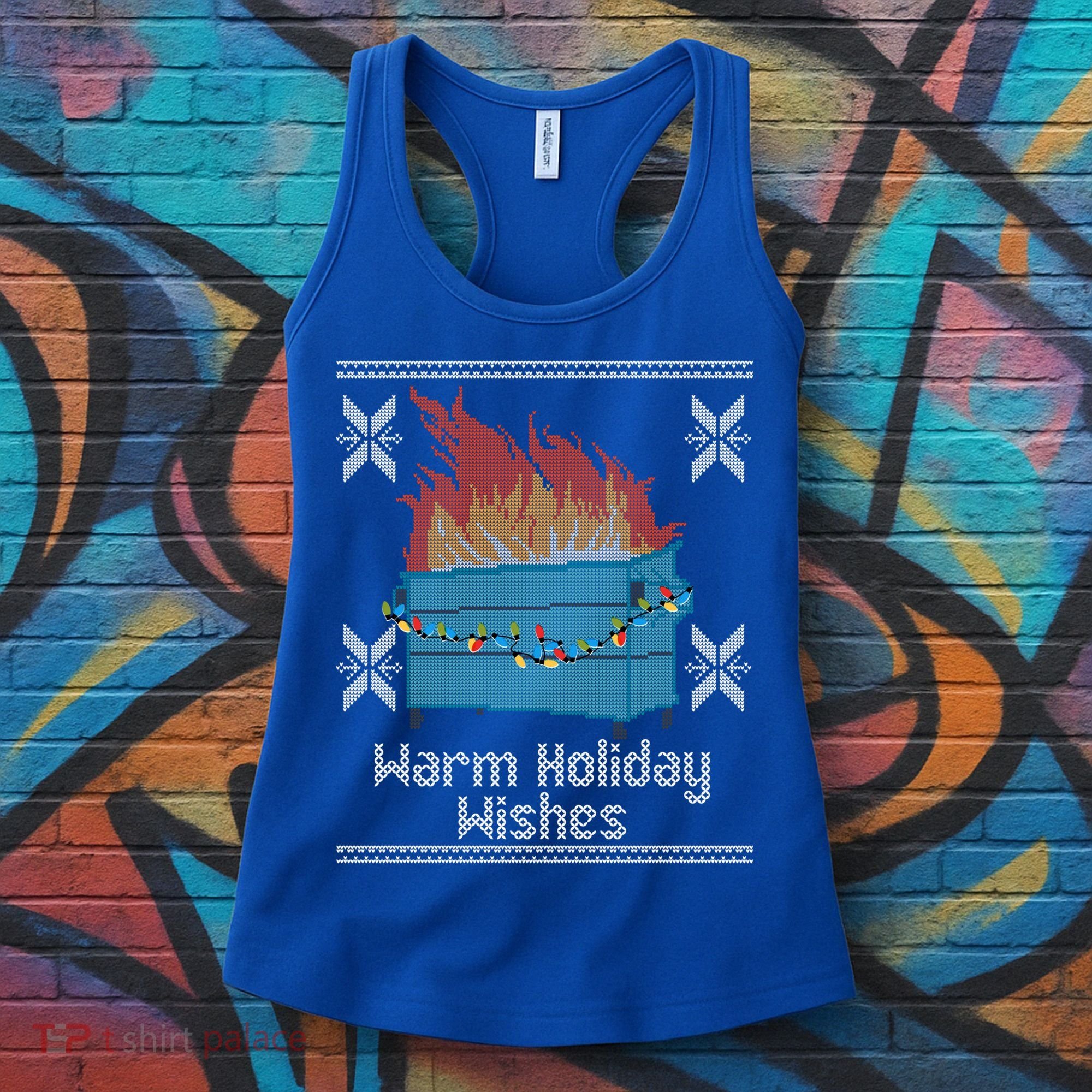 Funny Ugly Christmas Warm Holiday Wishes Dumpster Fire Gift Women's Tank Top