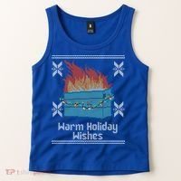 Funny Ugly Christmas Warm Holiday Wishes Dumpster Fire Gift Tank Top thumb 2