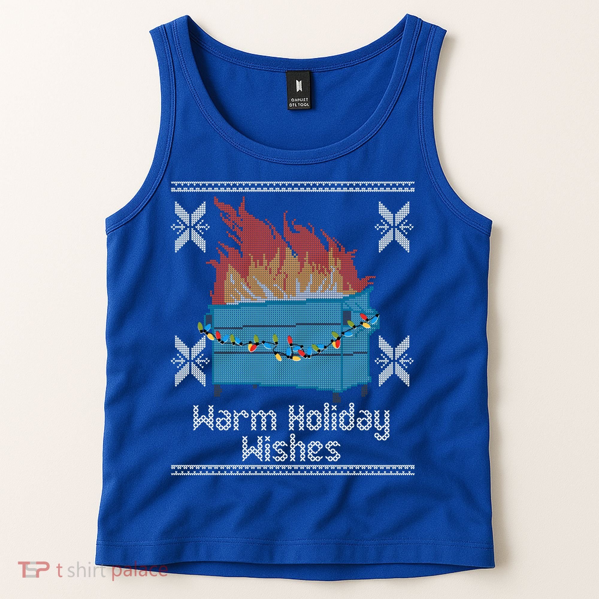 Funny Ugly Christmas Warm Holiday Wishes Dumpster Fire Gift Tank Top